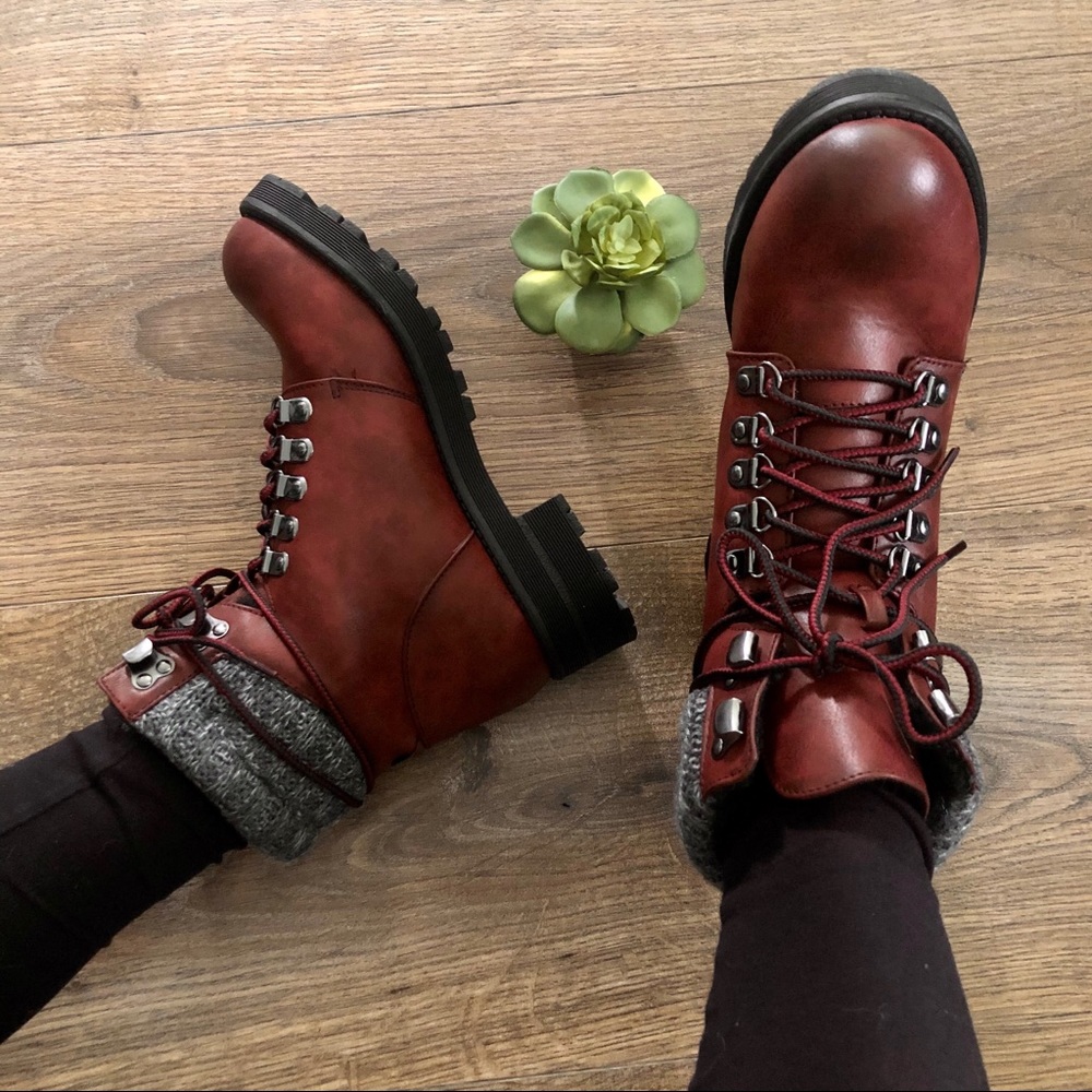 sz6.5,7 MIA Maylynn Maroon Shearling Boots - Picture 5 of 8